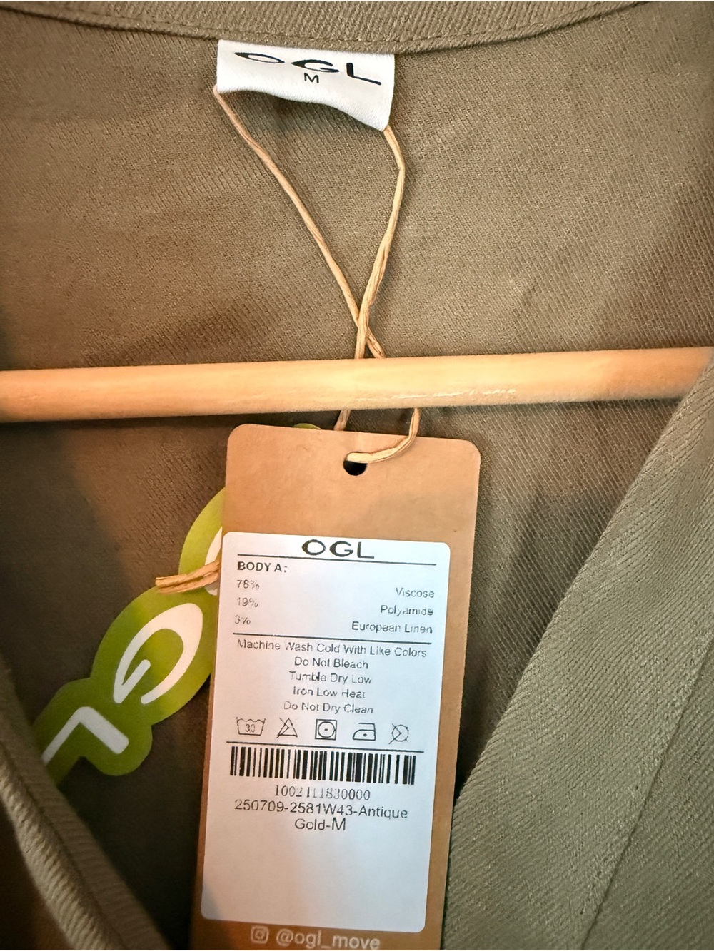 OGL Viscose-Linen Collared V-neck Midi Dress with Drawstring - Picture 5 of 5